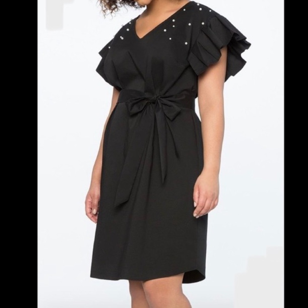 Eloquii Plus Sz 24 Pleated and Pearled Dress NO BELT new